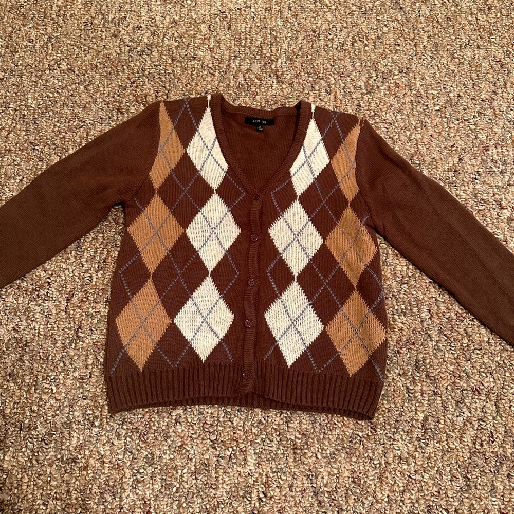 Love Tree Size S Brown Cardigan